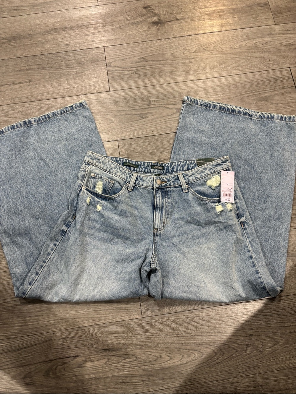 Target Light Blue Women's Wide Leg Distressed Jeans